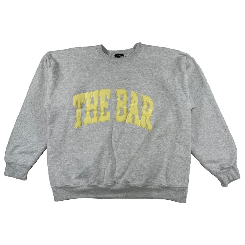 THE BAR Varsity Pullover Crewneck Sweatshirt Women's XL Heather Gray